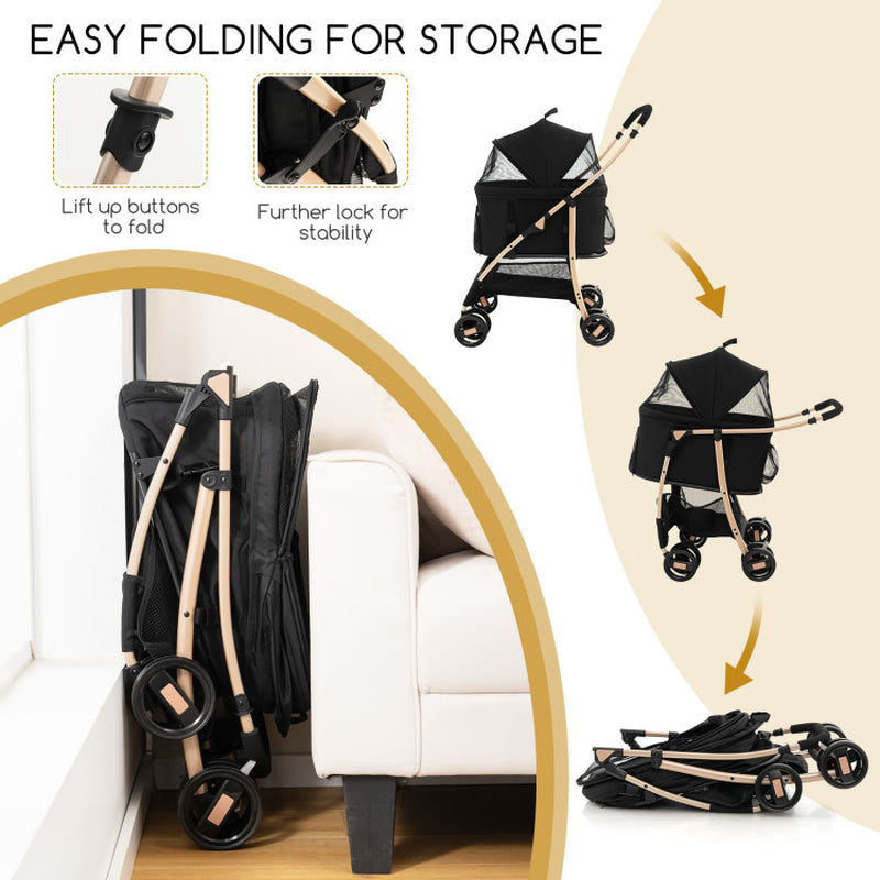 3-In-1 Pet Stroller with Removable Car Seat Carrier