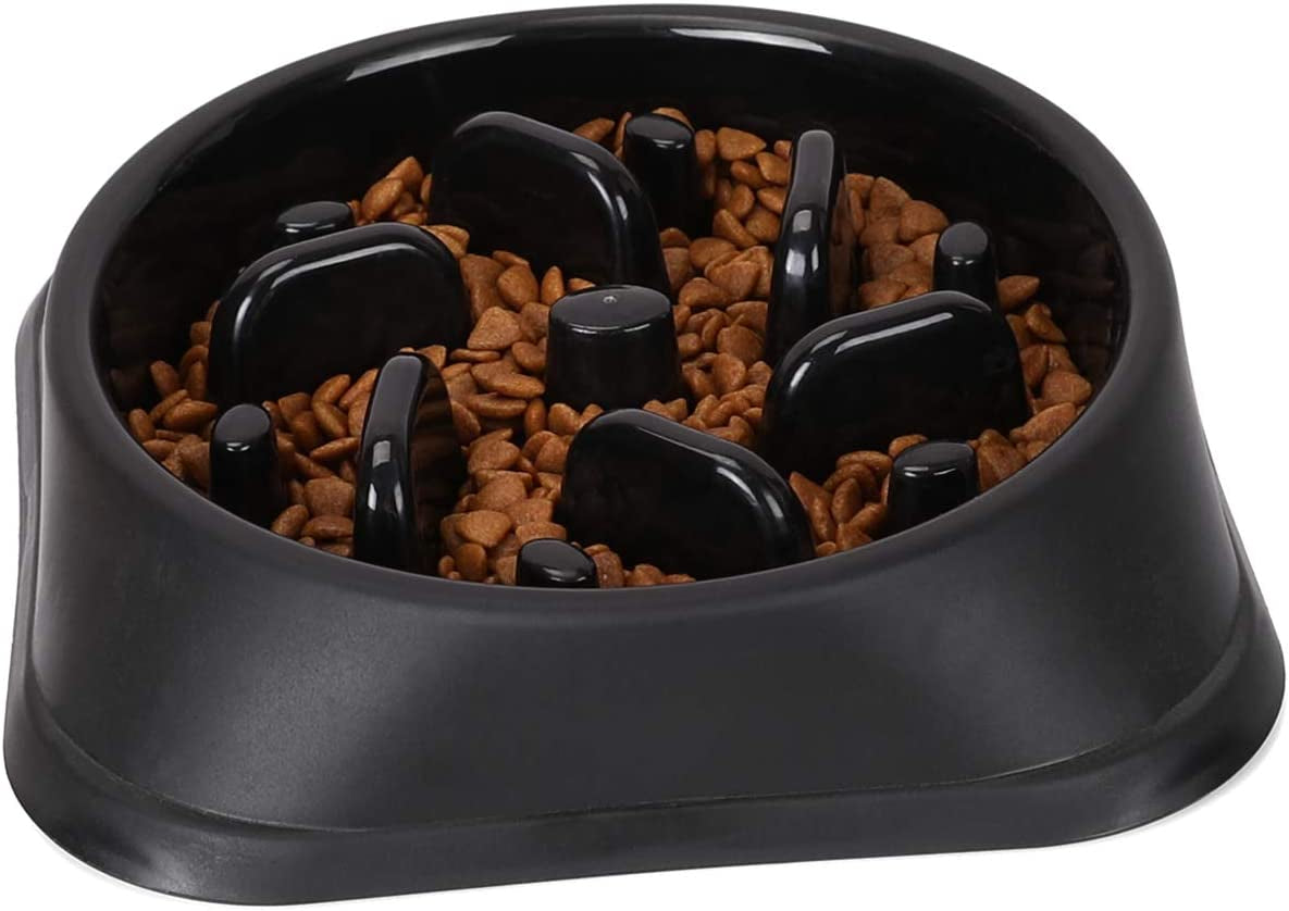 Dog Feeder Slow Eating Pet Bowl Eco-Friendly Durable Non-Toxic Preventing Choking Healthy Design Bowl for Dog Pet(S-M,Black)